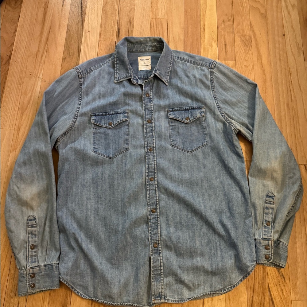 GAP Denim Light Blue Button-Up Shirt